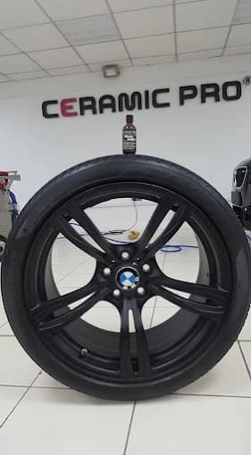 BMW M-Sport alloy wheel with Ceramic Pro ceramic coating at our Bolton, Greater Manchester workshop
